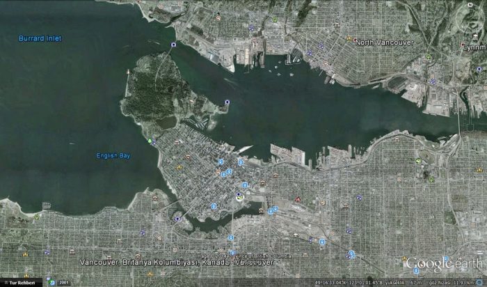 Vancouver map 700x412 - İstanbul'a Benzeyen Şehirler